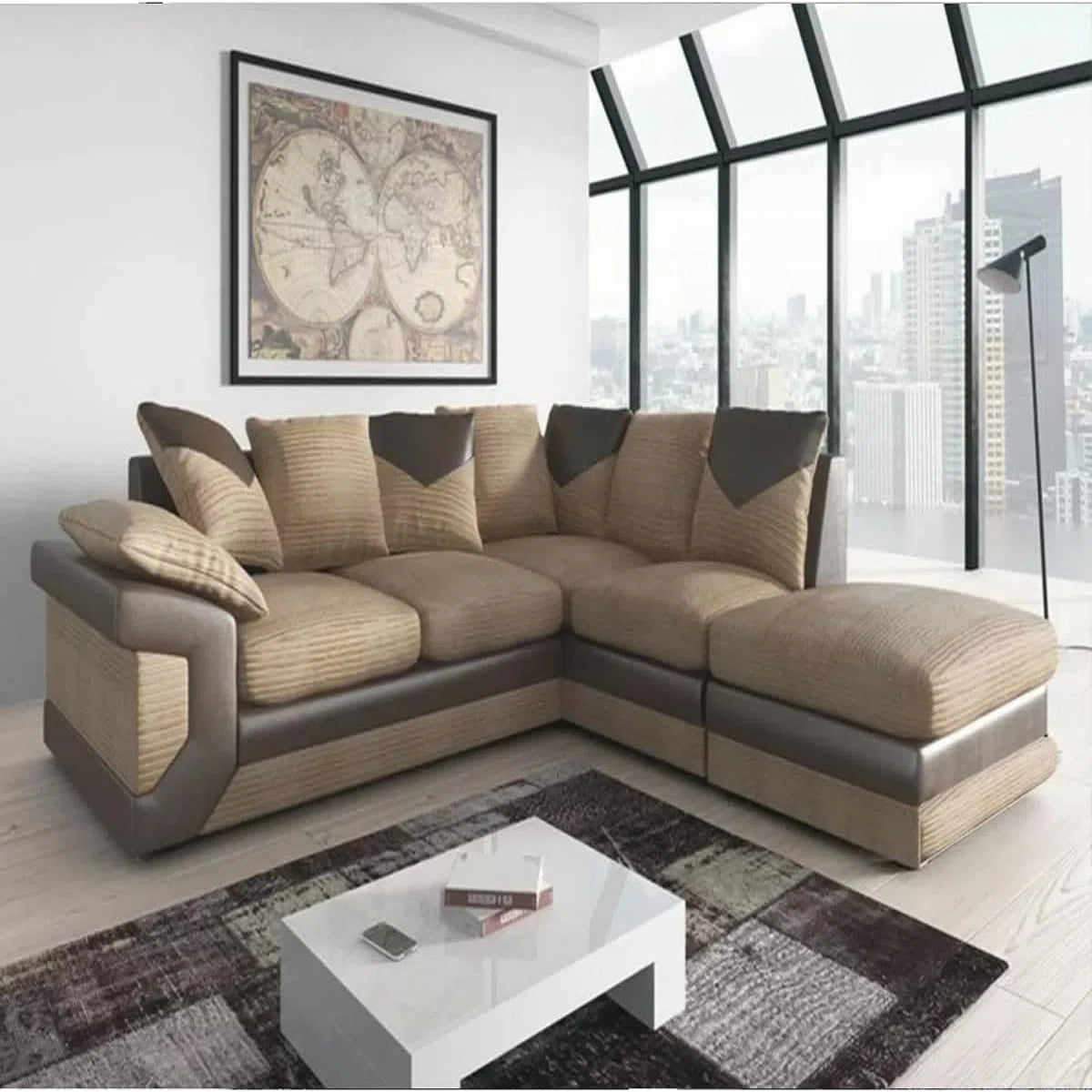 Dino 4 Seater Jumbo Cord Fabric Corner Sofa