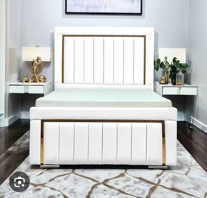 Classic Gold line bed | Panel line headboard with optional storage