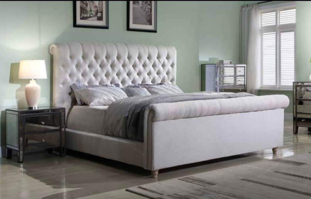 Sleigh Chesterfield bed with optional storage