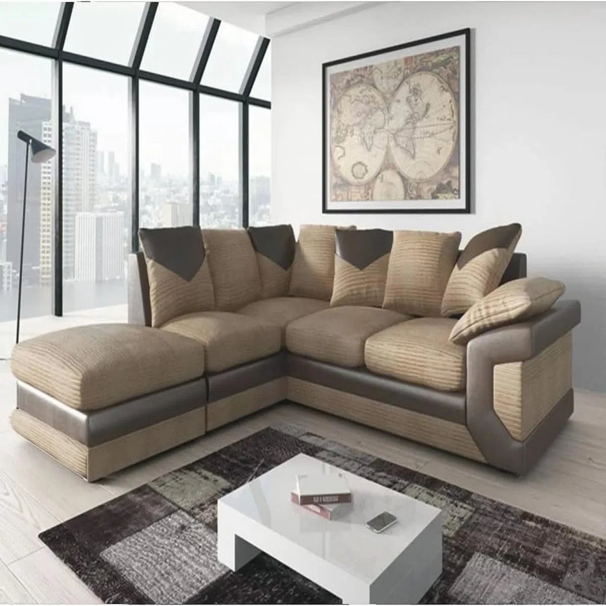 Dino 4 Seater Jumbo Cord Fabric Corner Sofa