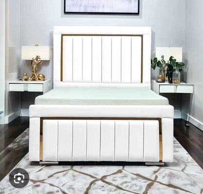 Classic Gold line bed | Panel line headboard with optional storage