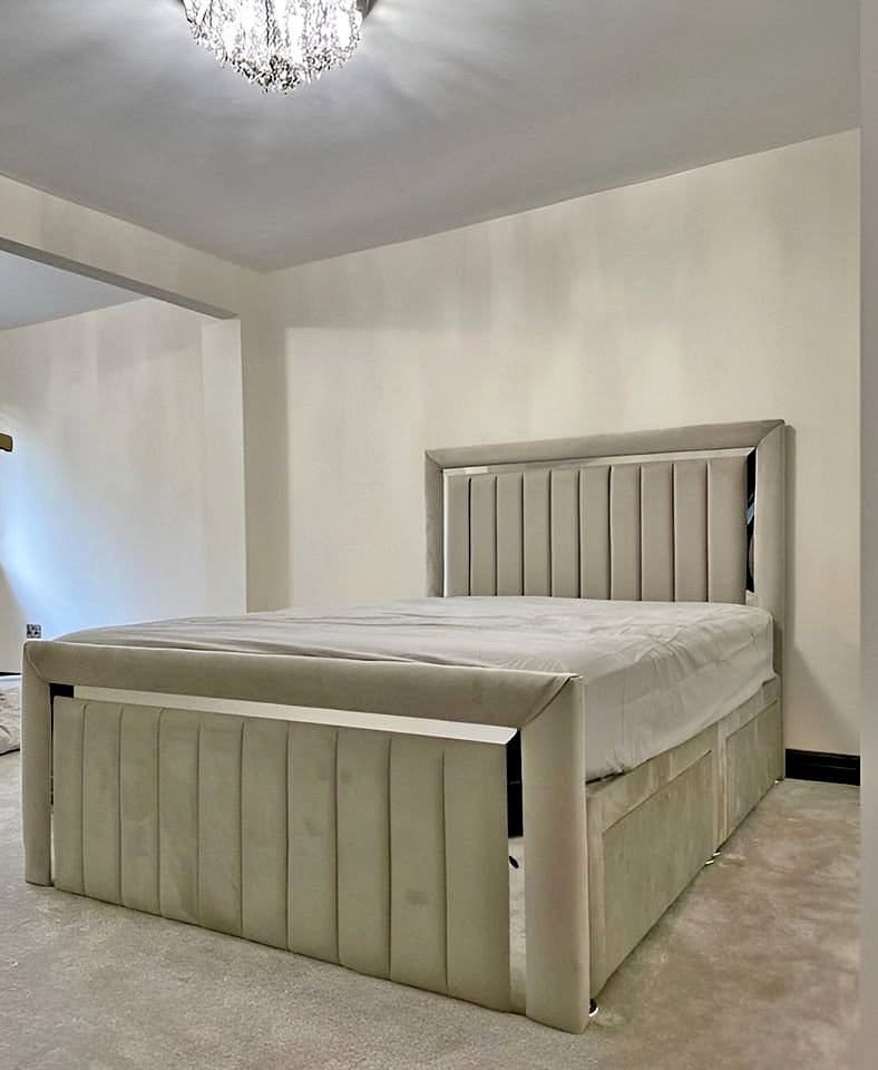 Classic Gold line bed | Panel line headboard with optional storage