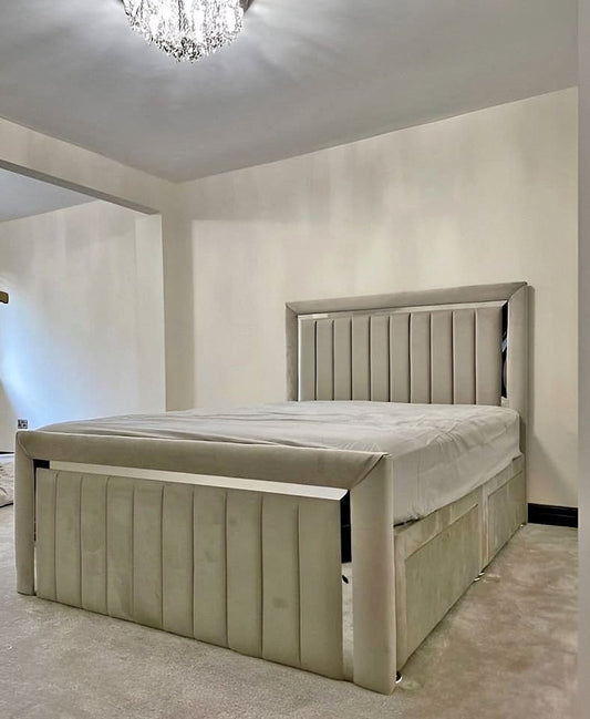 Classic Gold line bed | Panel line headboard with optional storage