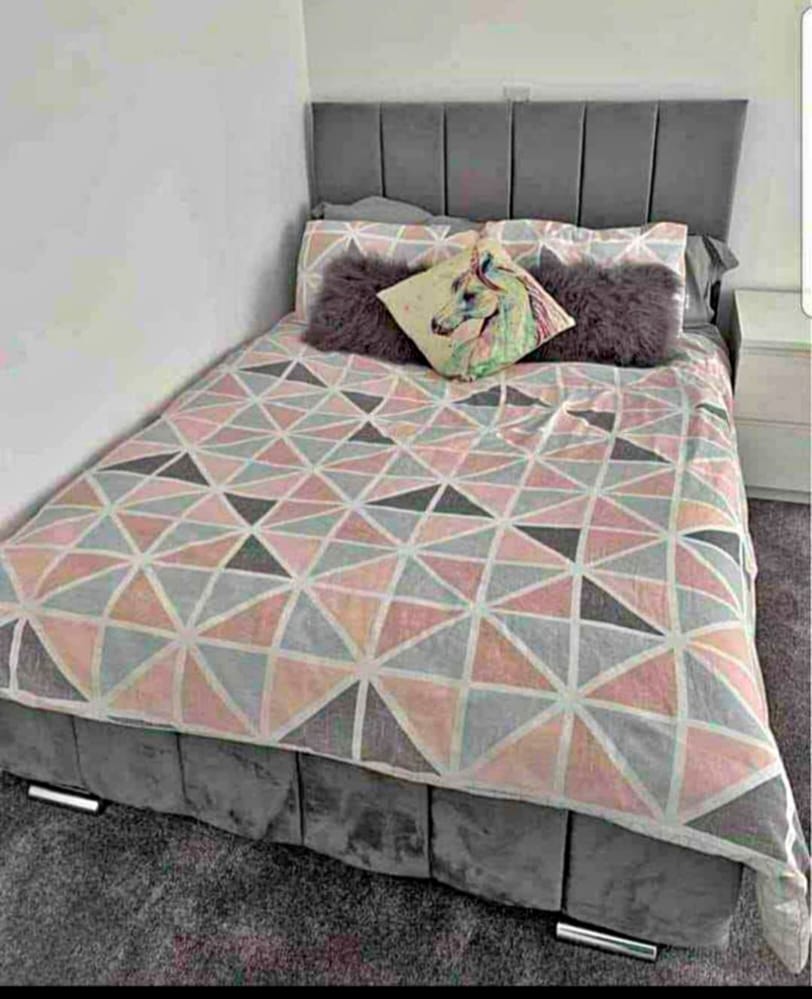 Panel line headboard with slatted base and optional storage