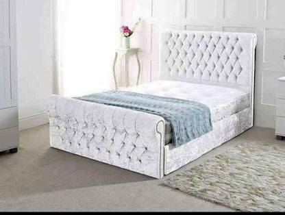 Sleigh Chesterfield bed with optional storage