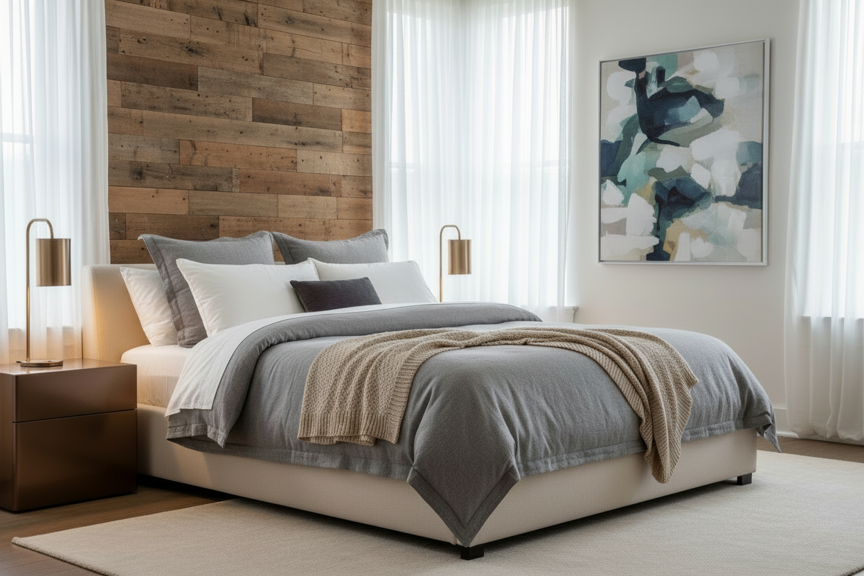 high resolution image of bed in room with sale offer and cash on delivery