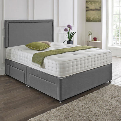 Divan Set Upholstered in Plush Material Matching Headboard & Choice of Mattress