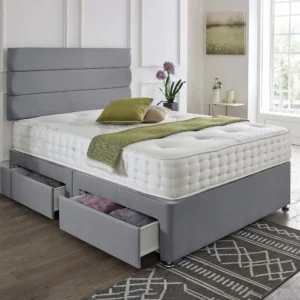 Divan Bed With Vertical Line Headboard | Optional Mattress