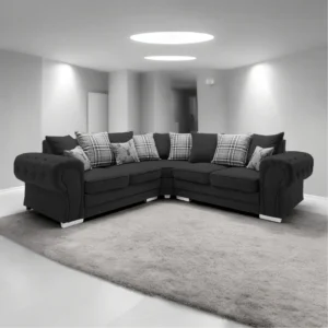 Modern Verona Chester Fields 5 Seater Luxurious Fabric Sofa