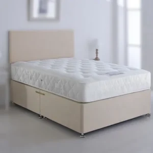 Plain Headboard Divan Bed with Mattress & Storage